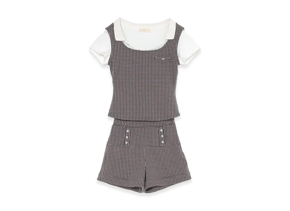 ANDMARY Women's Polo Gingham Check Set Up "Navy"