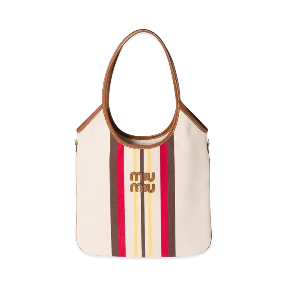MIUMIU Ivy Canvas and Leather Bag "Natural"