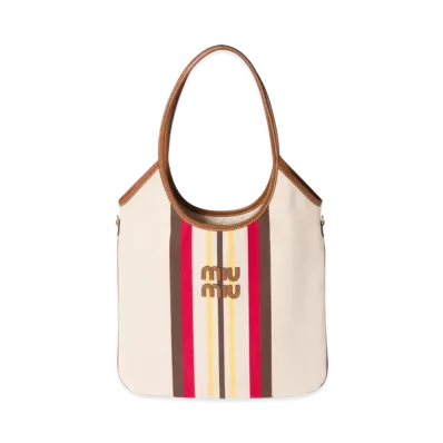 MIUMIU Ivy Canvas and Leather Bag "Natural"