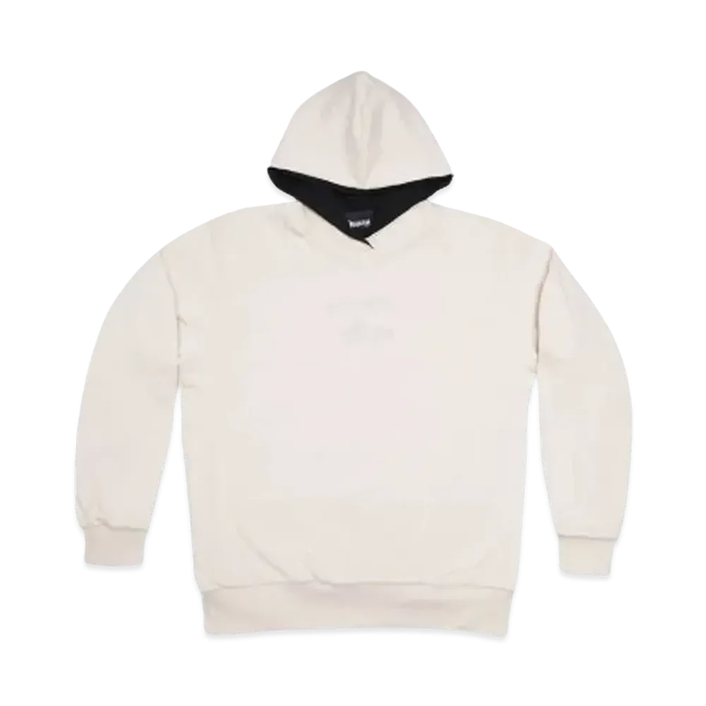 DISCLAIMER DOPPIA MAGLIA UOMO CON CAPPUCCIO IN FELPA "NERO/CREMA"