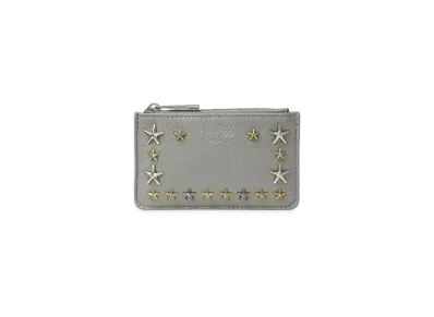 Jimmy Choo Nancy Soft Grainy Calf Leather Key Case With Star Studs "Moonstone"