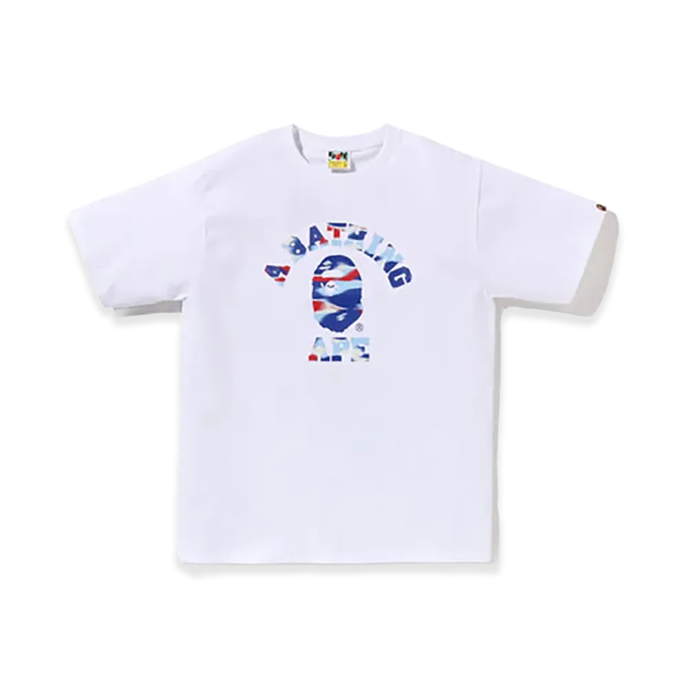 A BATHING APE Screen Camo College Tee "White/Blue"