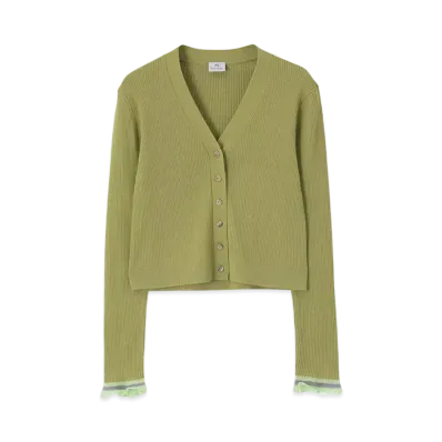 Paul Smith Women's Swirl Button V-Neck Cardigan "LightGreen"