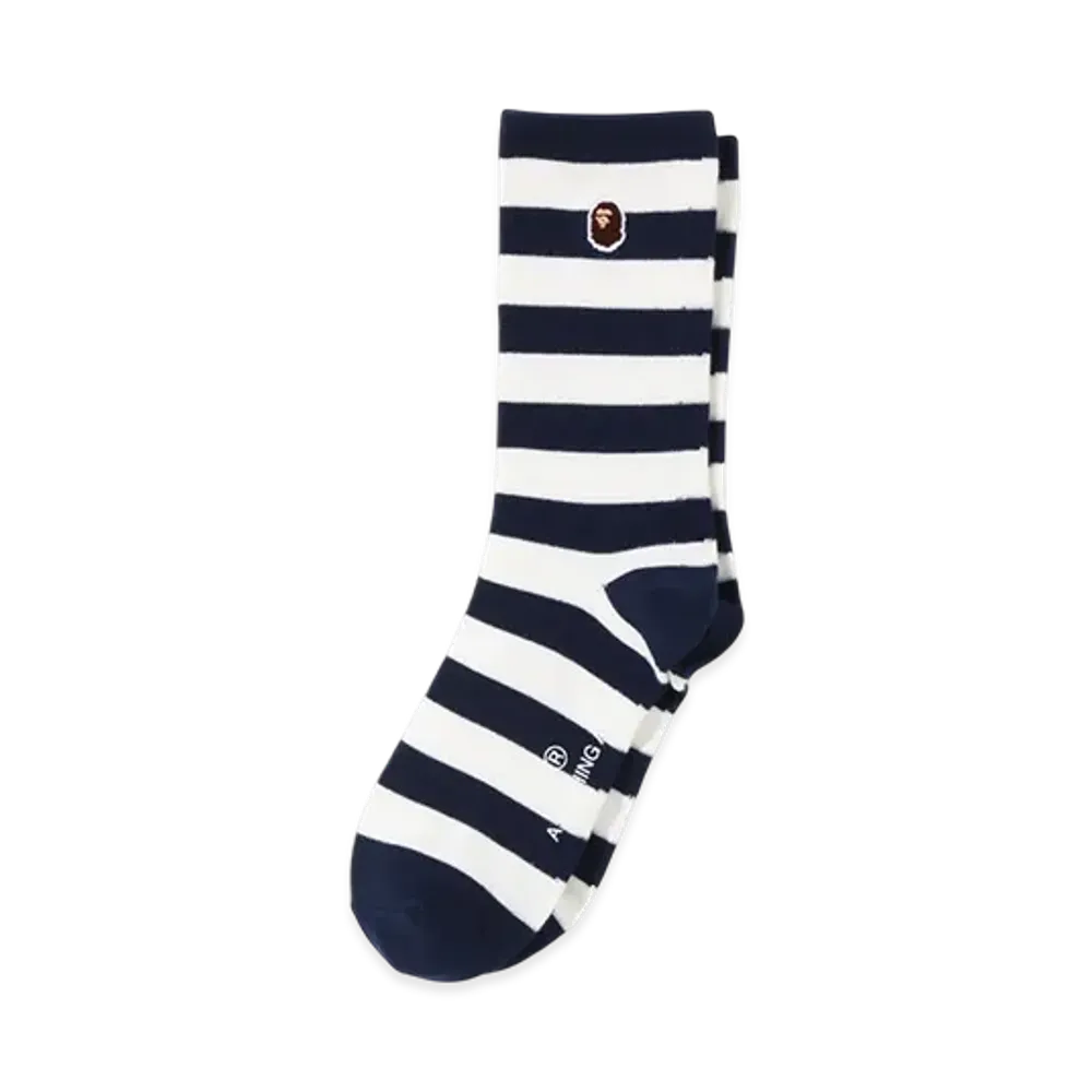 A BATHING APE Ape Head One Point Hoop Socks "Navy"