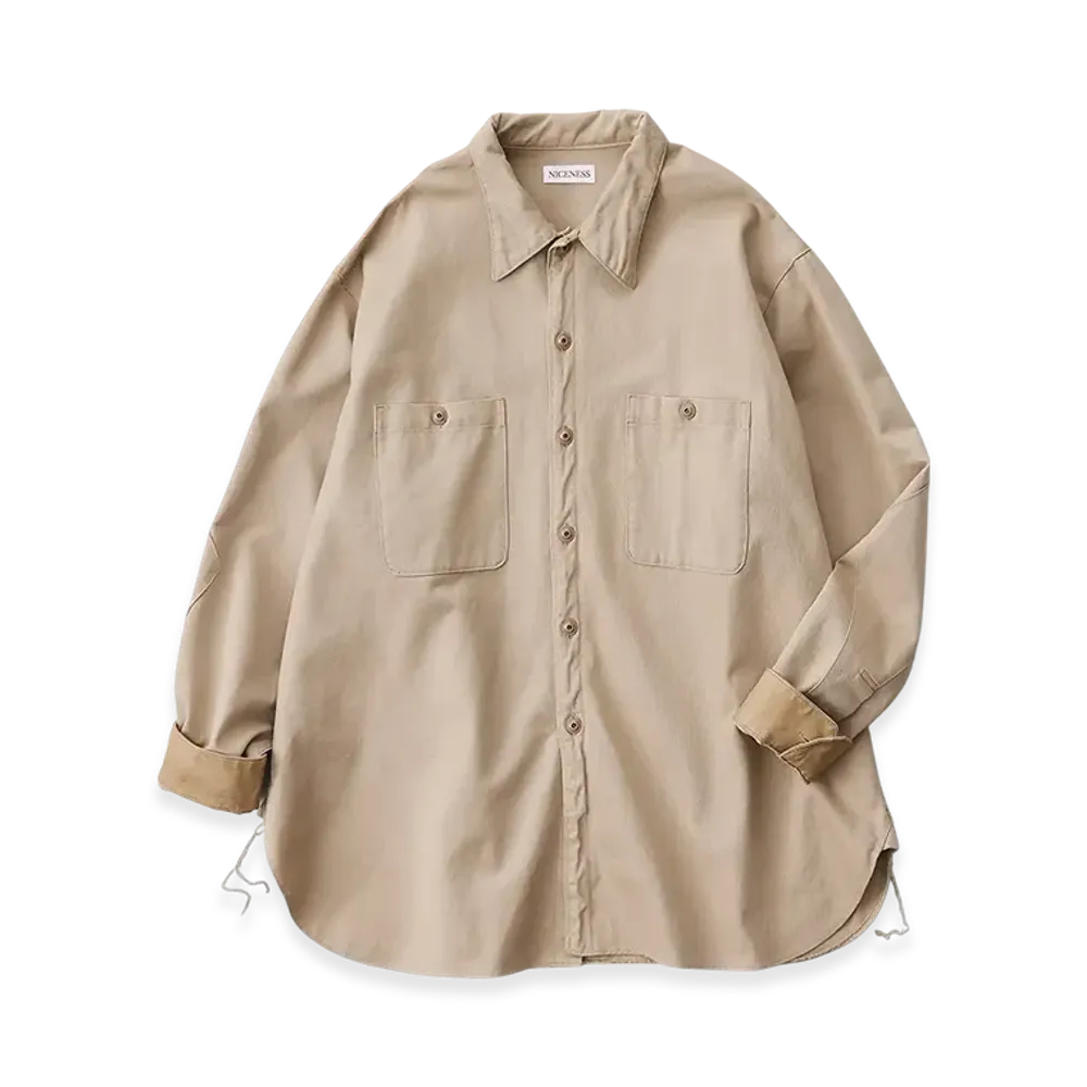 NICENESS Shelley Chino Officer Shirts "Beige"