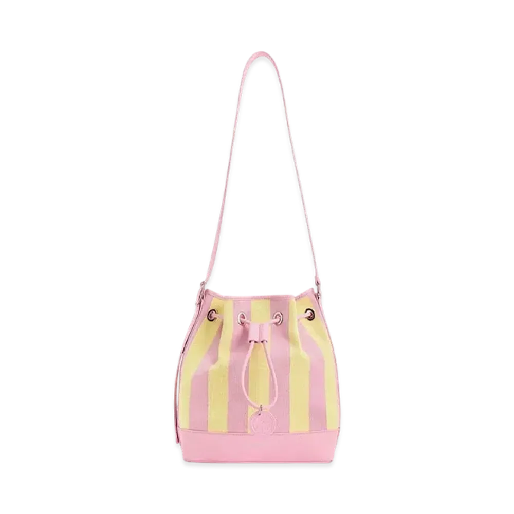 CHARLES & KEITH Sentence Stripe Bucket Bag "Yellow"