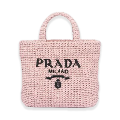 PRADA Small Crochet Tote Bag "Pink"