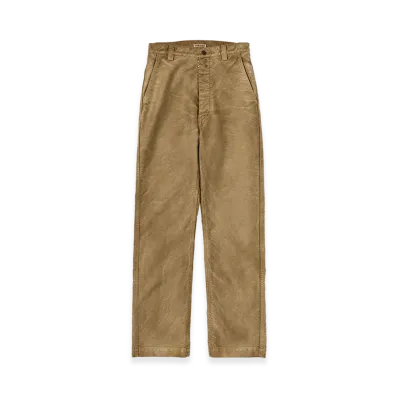 AURALEE Women's Garment-Dyed Organic Cotton Heavy Moleskin Pants "Faded Brown"