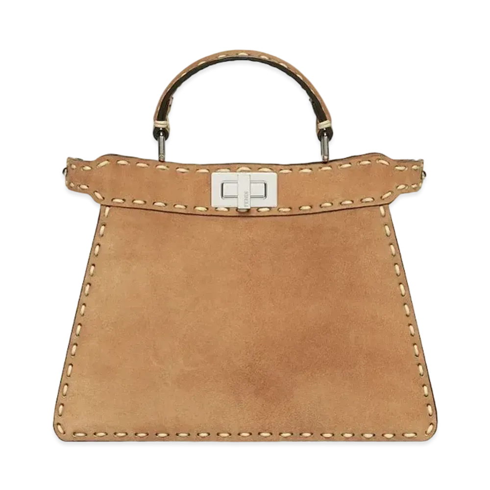 FENDI Peekaboo ISeeU Small Brown Suede Selleria Bag "Brown"