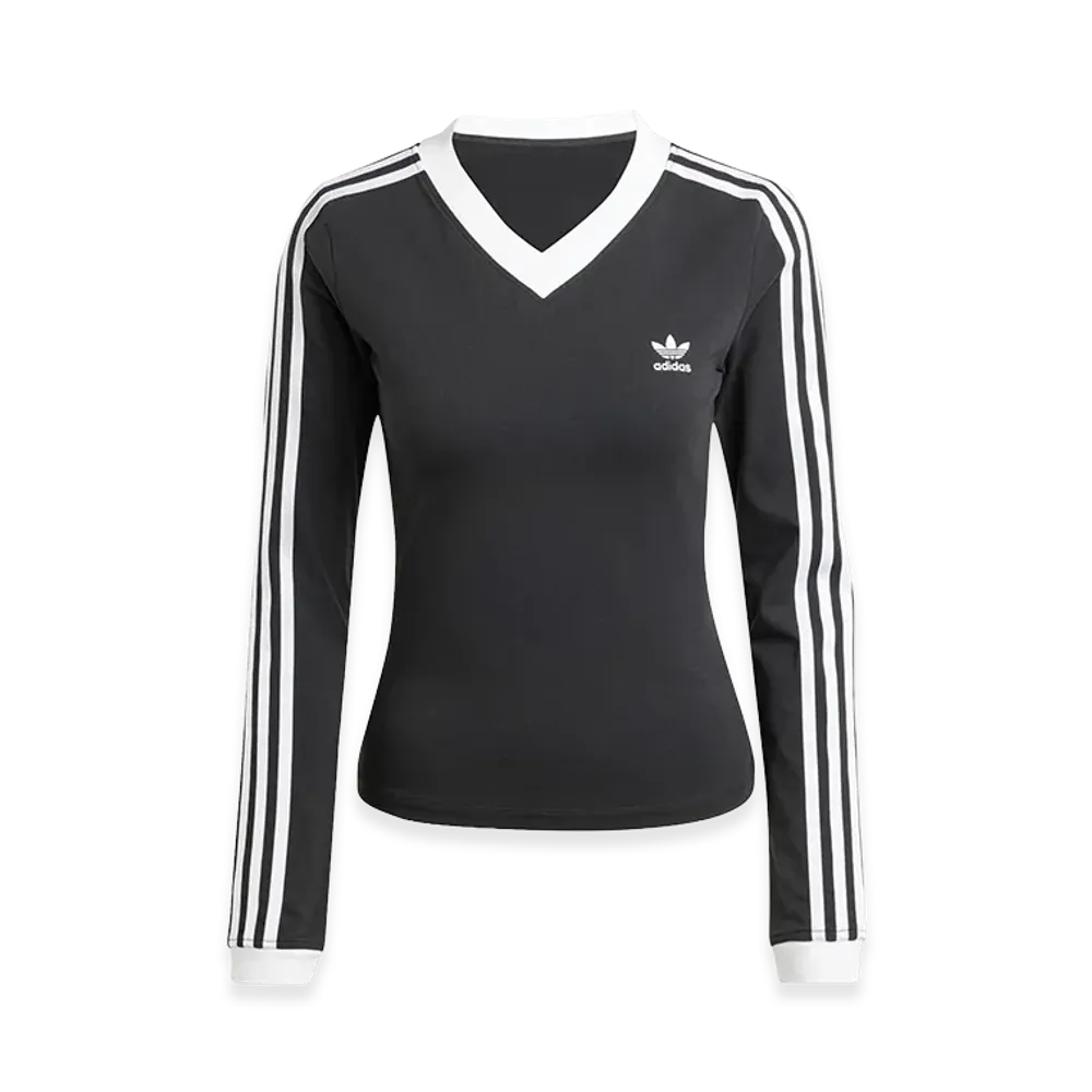 adidas Women's V-Neck Long Sleeve Shirt "Black"