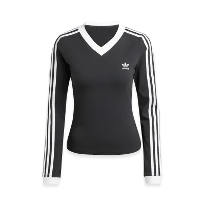 adidas Women's V-Neck Long Sleeve Shirt "Black"