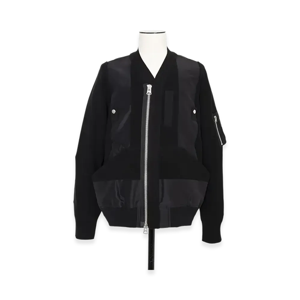 sacai Nylon Twill x Knit Blouson "Black"