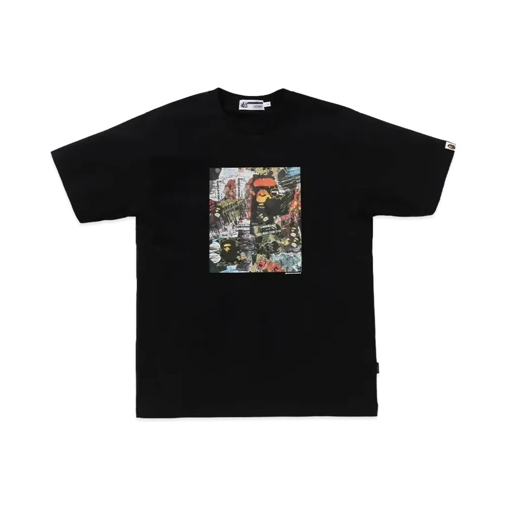 A BATHING APE Flyer Pattern Print Tee "Black"