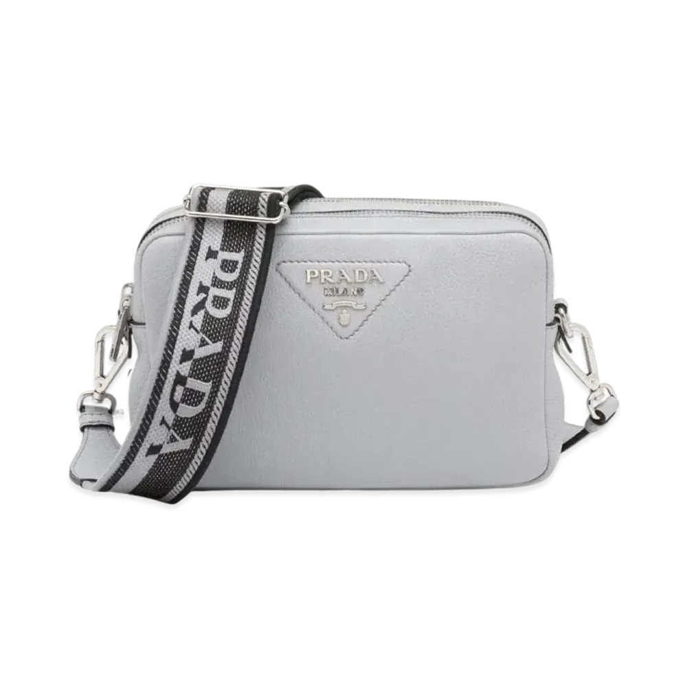 PRADA Leather Bag With Full Shoulder Strap "Cornflower Blue"