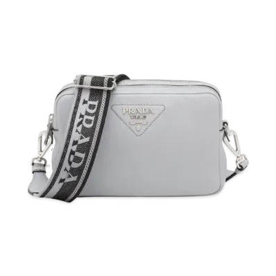 PRADA Leather Bag With Full Shoulder Strap "Cornflower Blue"