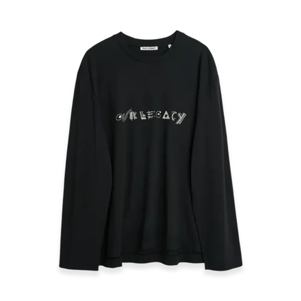 OUR LEGACY Box Long Sleeve T-Shirt Abstract Embroidery "Black"