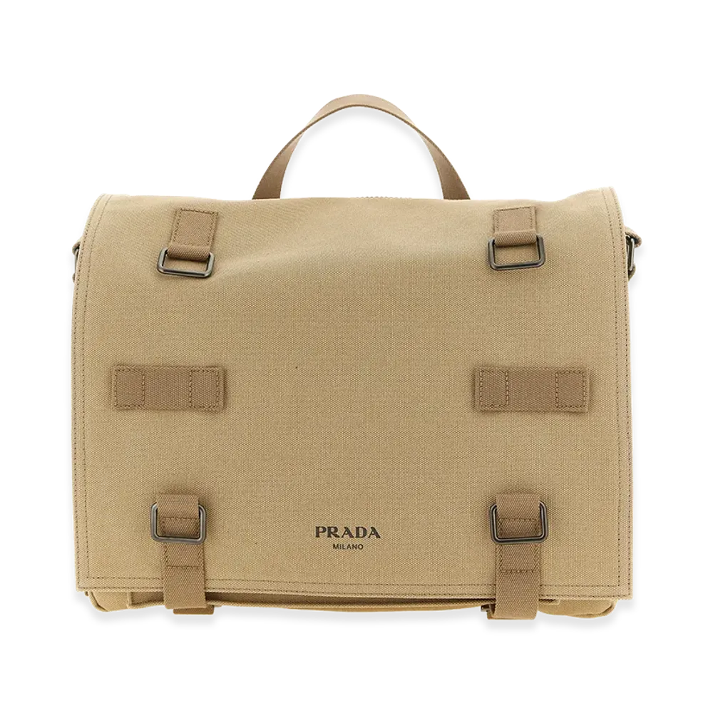 PRADA Canvas Shoulder Bag "Beige"