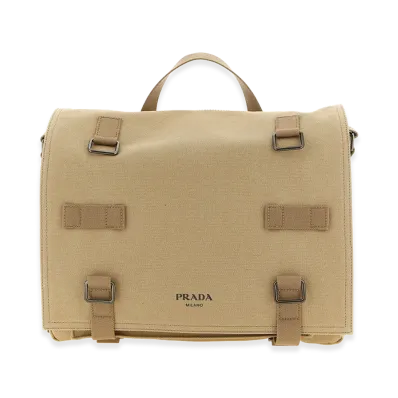 PRADA Canvas Shoulder Bag "Beige"