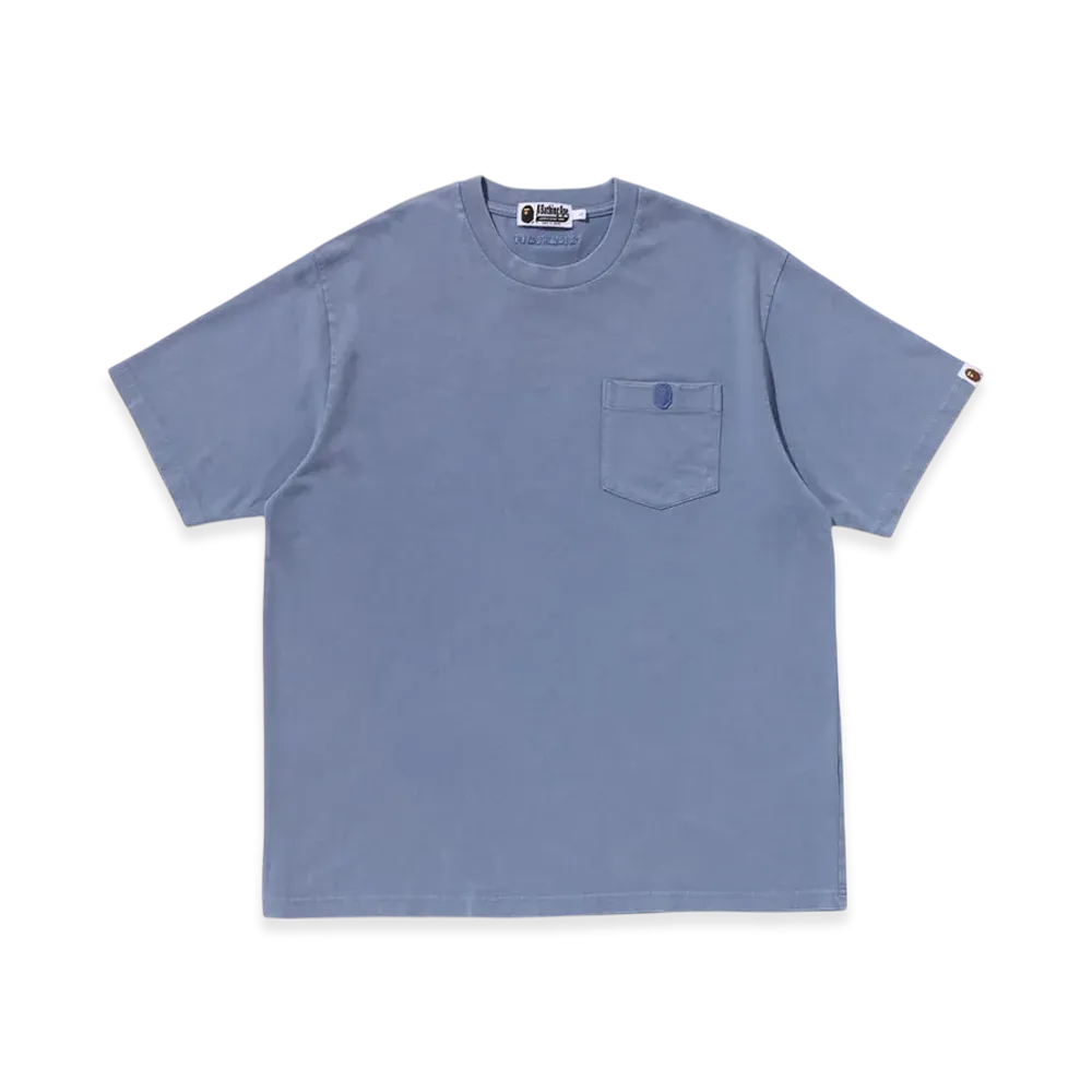 A BATHING APE Garment Dye One Point Relaxed Fit Pocket Tee "Navy"