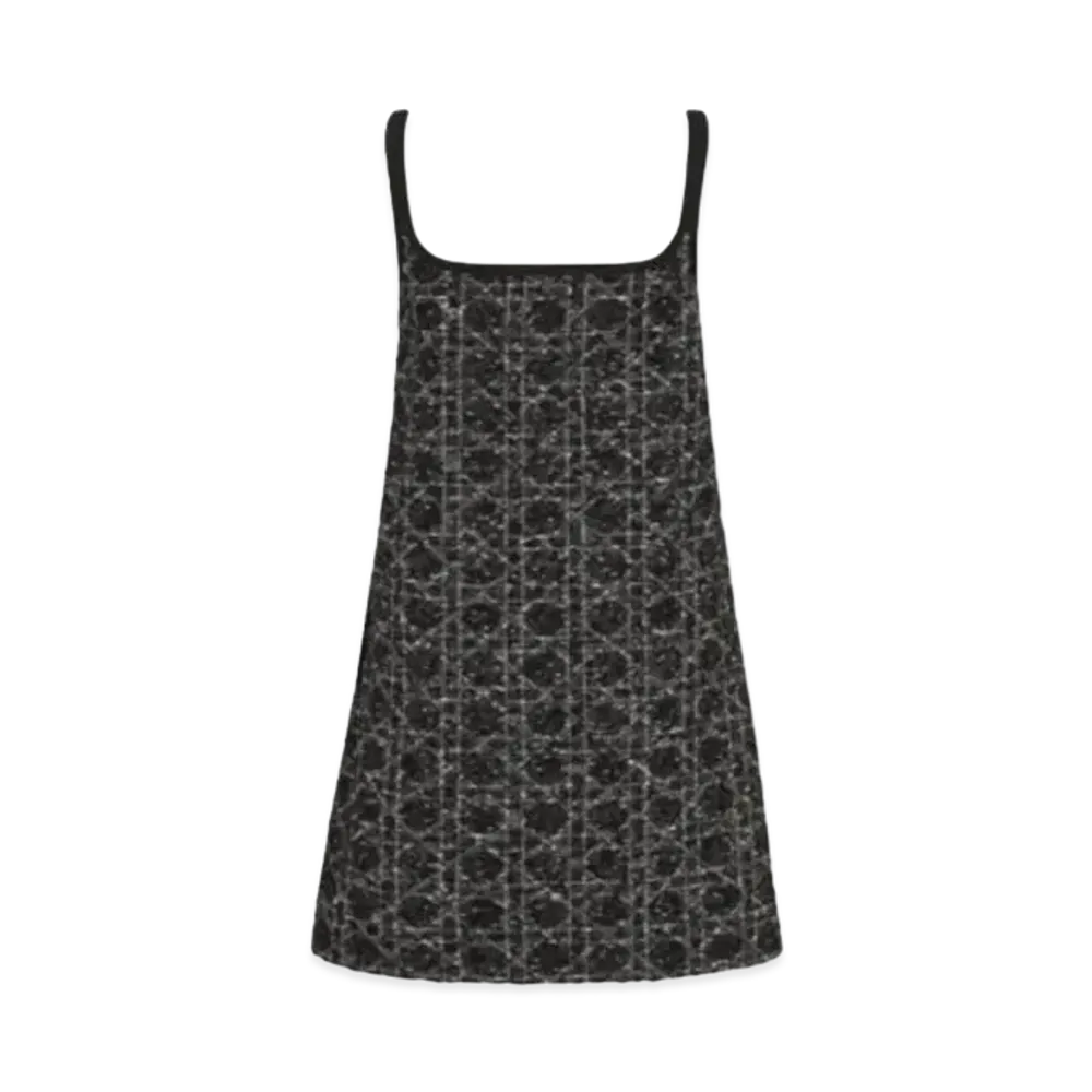 Dior Macrocannage Short Dress Technical Cotton Tweed "Black/White"