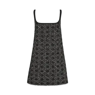 Dior Macrocannage Short Dress Technical Cotton Tweed "Black/White"