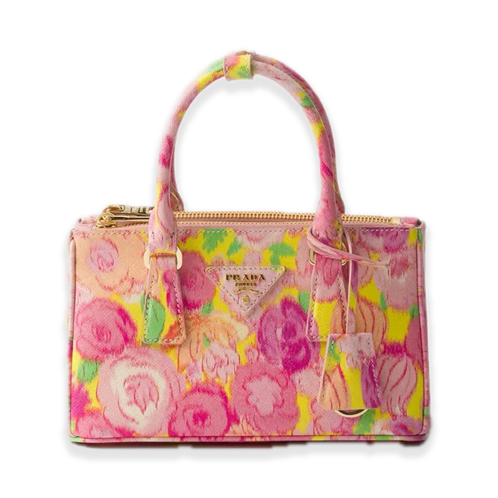 PRADA Galleria Printed Saffiano Leather Mini Bag "Pink"