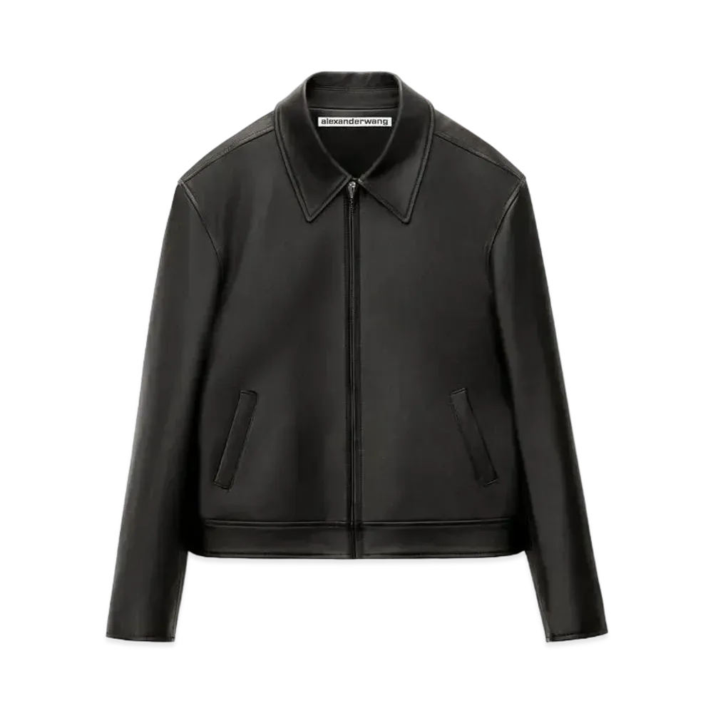 Alexander Wang Plunge Leather Blouson Jacket "Black"