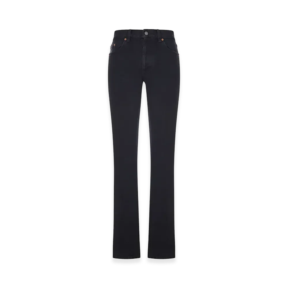 Saint Laurent Women's Straight Jeans In Authentic Denim "Black"