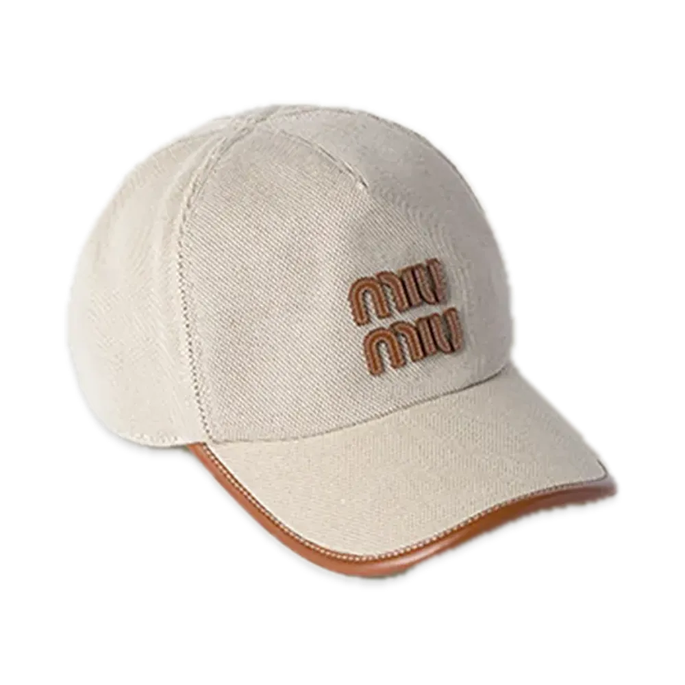 MIU MIU Canvas / Leather Baseball Cap "Natural"
