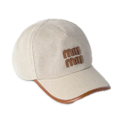 MIU MIU Canvas / Leather Baseball Cap "Natural"