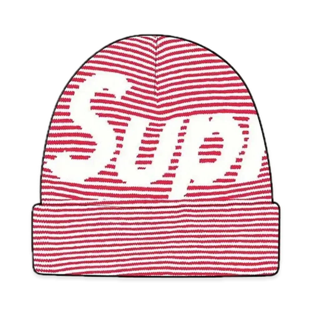 Supreme Big Logo Beanie "Red Stripe" (22FW)