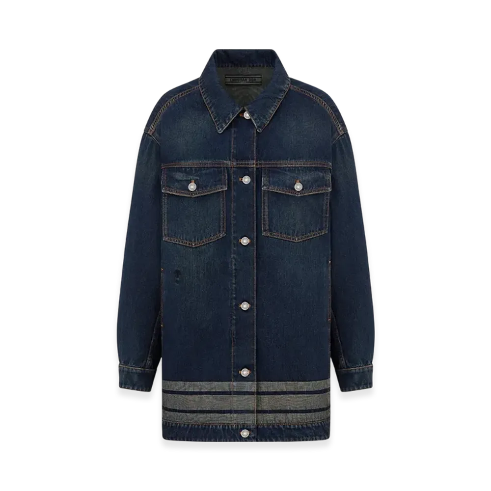 Dior Women's Cotton Denim Couture Long Jacket "Deep Blue"
