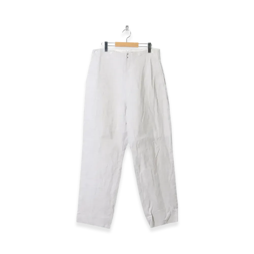 COMOLI Hemp Duck Back Strap Pants "Ecru"