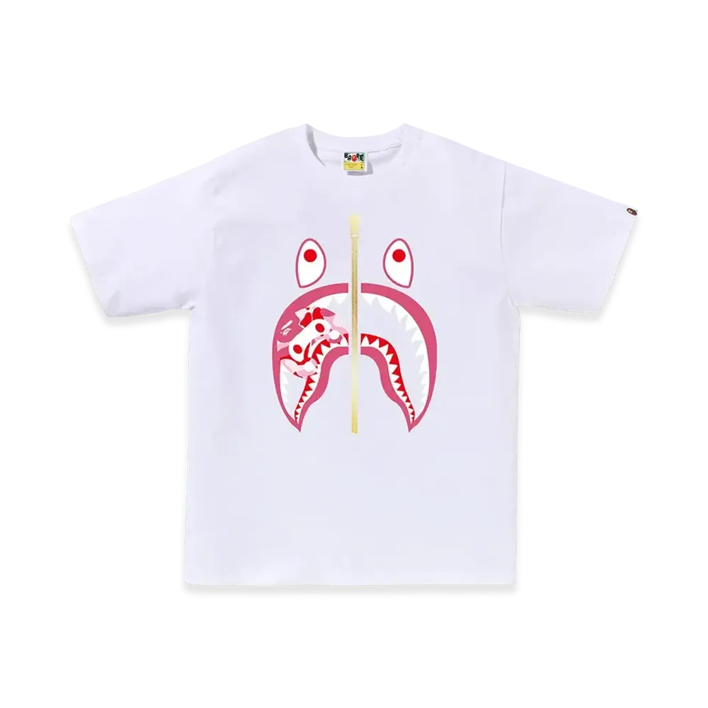 A BATHING APE ABC Camo Milo Shark Tee "White/Pink"