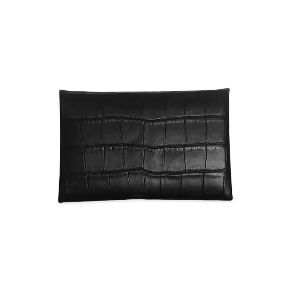 Hermes Calvi Crocodile Alligator Matte "Noir/Silver"