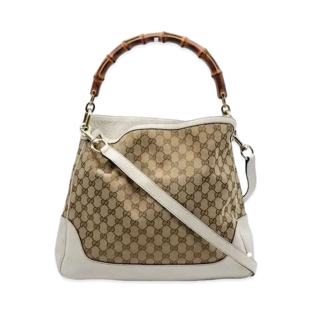 GUCCI Bamboo Handle Shoulder Bag "White"
