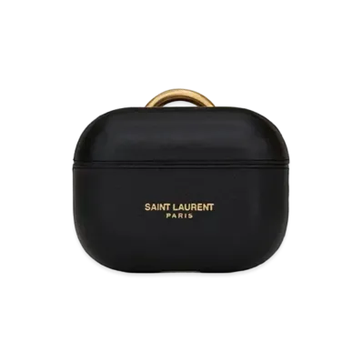 Saint Laurent Saint Laurent Paris Airpods Case Cover In Smooth Leather "Black"
