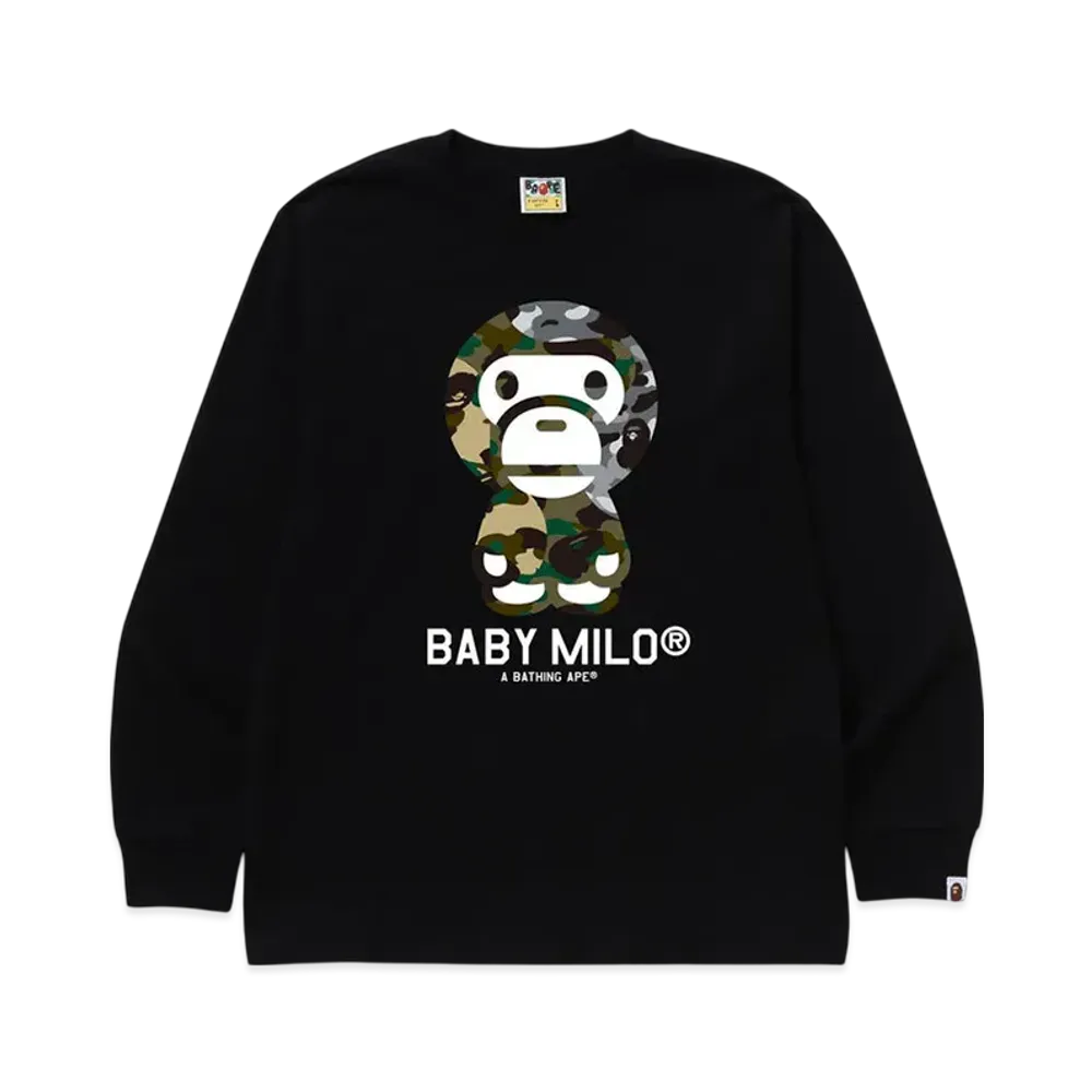 A BATHING APE 1ST Camo Crazy Baby Milo Ls Tee "Black"