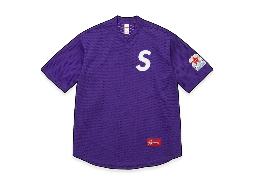 Supreme Shop S Logo Baseball Henley "Purple - Los Angeles"