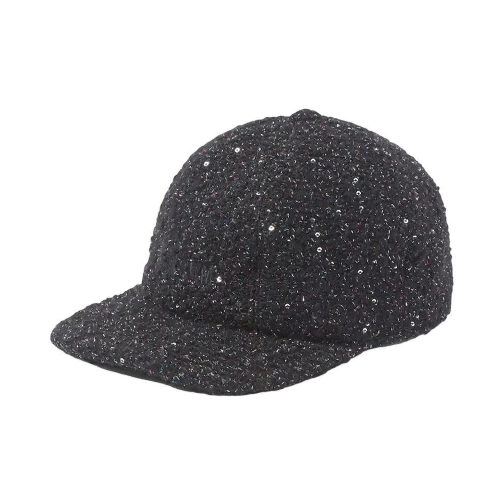 MSGM Lurex Tweed Baseball Cap "Black"