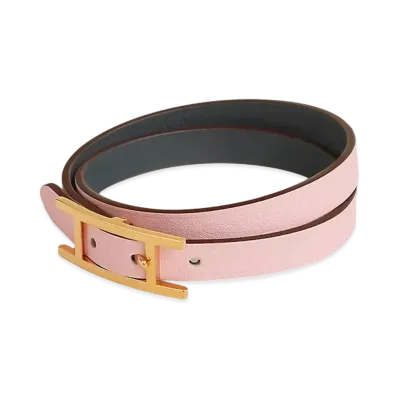 Hermes Behapi Double Tour Bracelet "Rose Sakura/Gold"