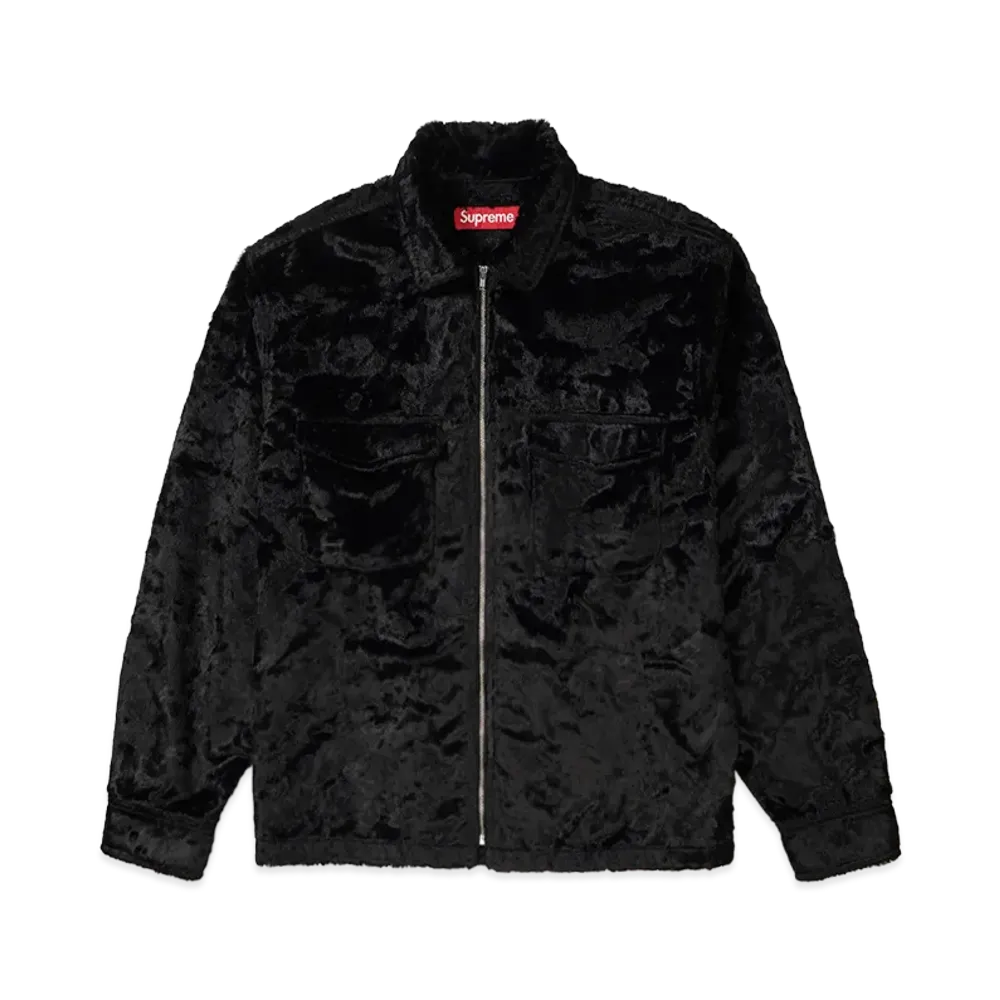 Supreme Faux Fur Zip Up Shirt "Black"