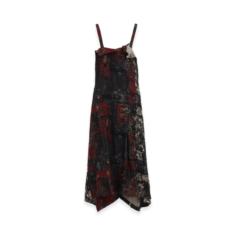 S'YTE Floral Jacquard Pleated Shoulder Strap Dress "Red"