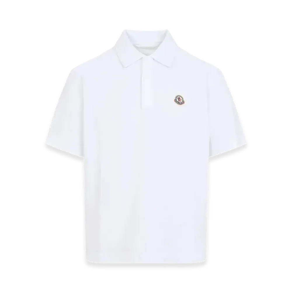 MONCLER Logo Cotton Pique Polo Shirt "White"