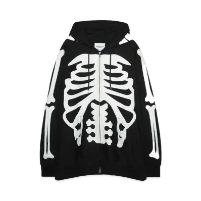 TAKAHIROMIYASHITATheSoloist. full zip hoodie. "BLACK X WHITE BONE"