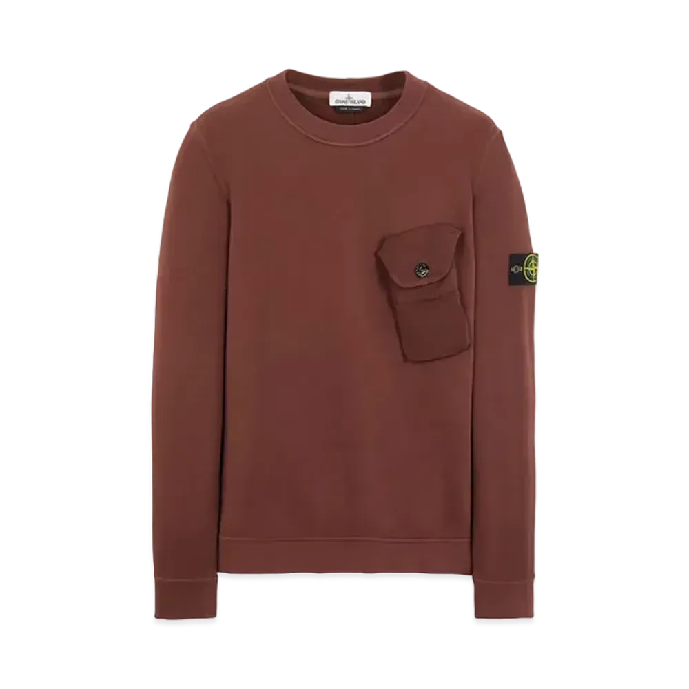 Stone Island 60419 BRUSHED COTTON FLEECE "Mahogany Brown"