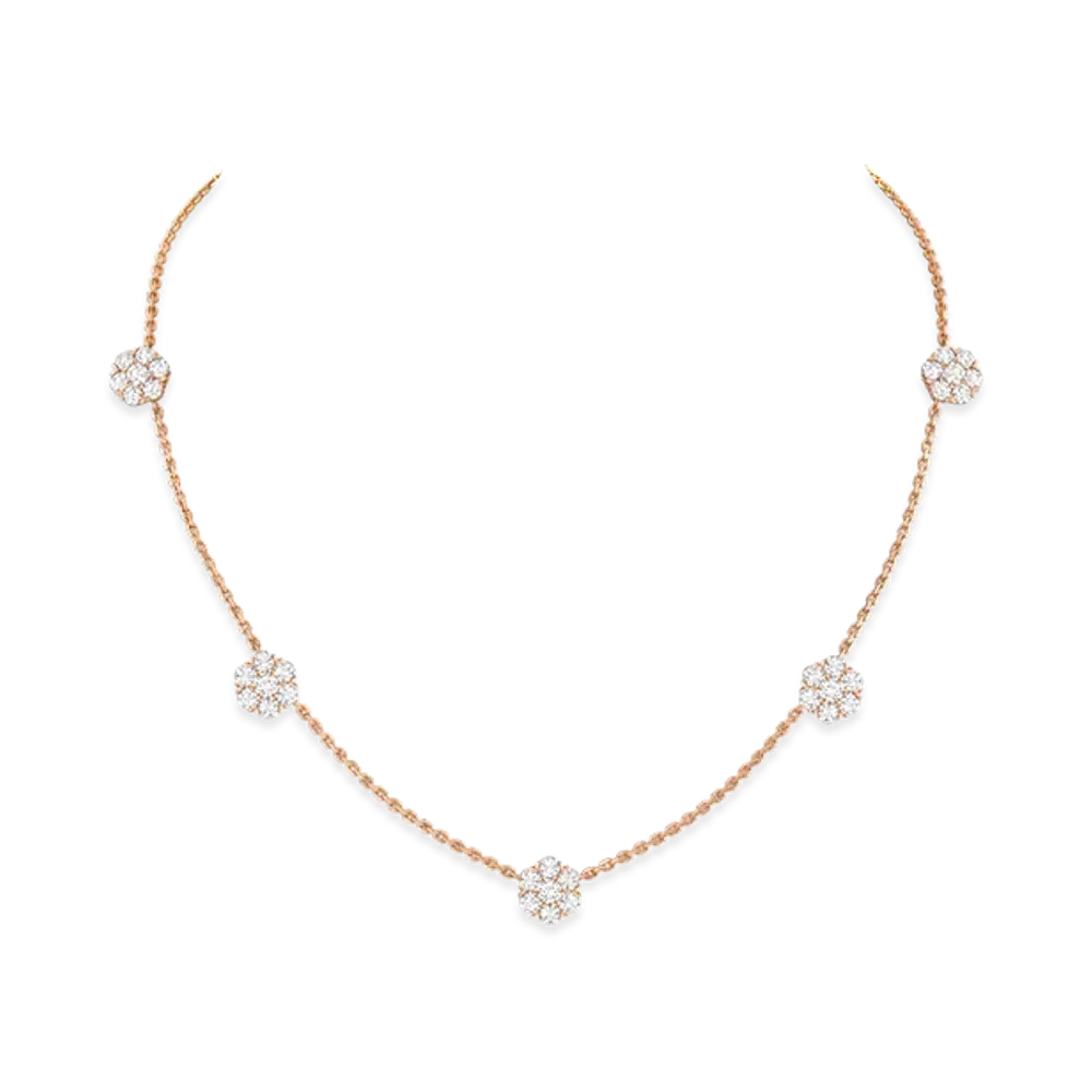Van Cleef & Arpels Fleurette necklace 5 motifs "18K Rose gold/Diamond"