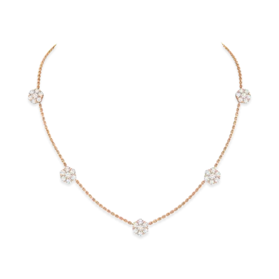 Van Cleef & Arpels Fleurette necklace 5 motifs "18K Rose gold/Diamond"
