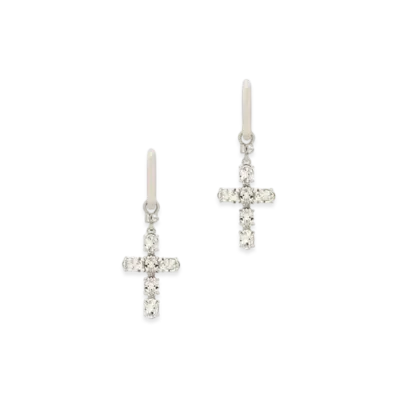 DOLCE&GABBANA Creole Earrings With Crystal Cross "Silver"