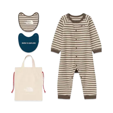 The North Face Baby Long Sleeve Romper & 2P Bib "Brown"